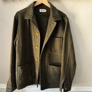 Taylor Stitch Olive Jacket with Gold Buttons